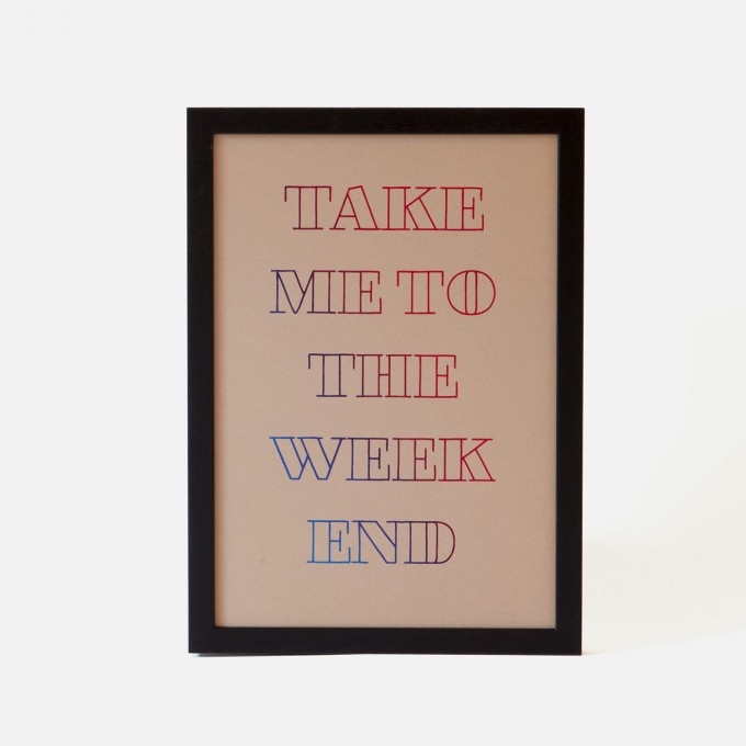 Bon Matin Siebdruck Take Me To The Weekend Braun Bon Matin Siebdruck Take Me To The Weekend Braun