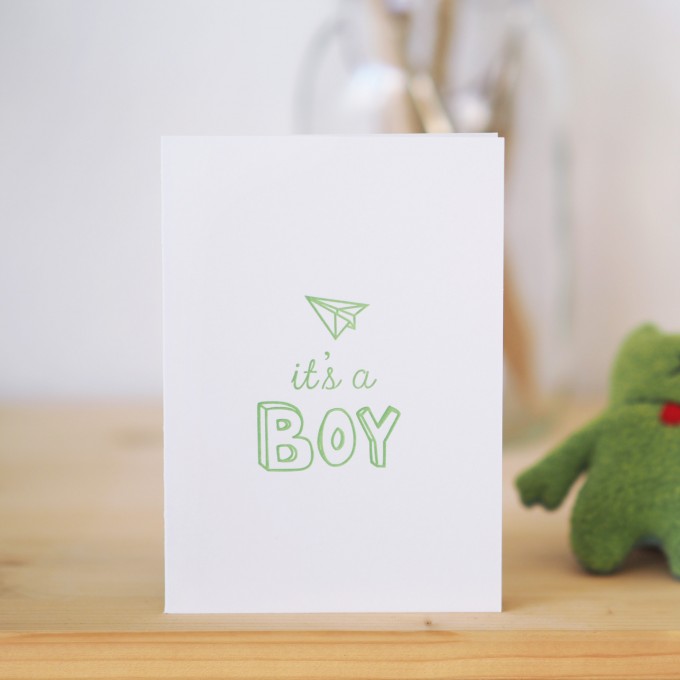 finicrafts It's a Boy Letterpress-Klappkarte mit Umschlag finicrafts It's a Boy Letterpress-Klappkarte mit Umschlag