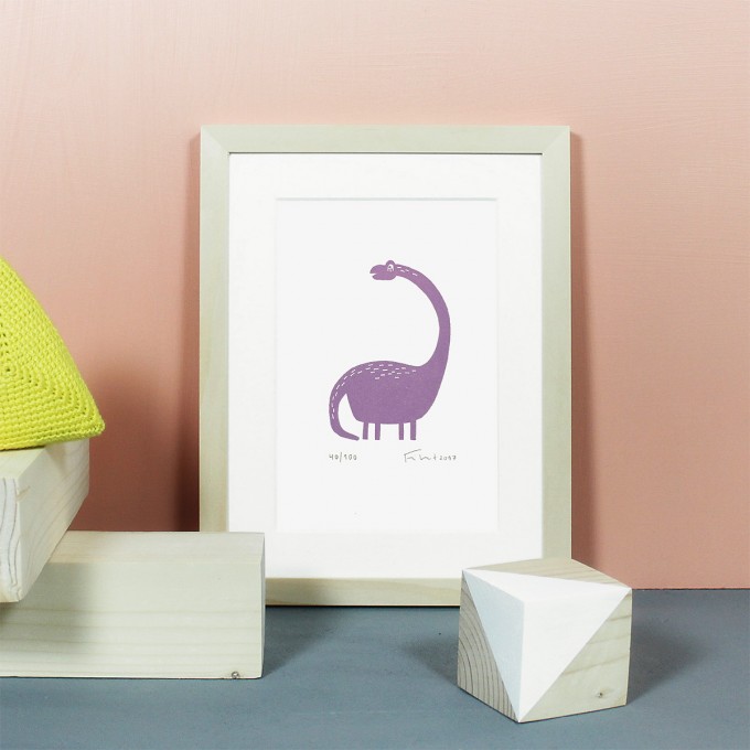Knallbraun – Dino | Linolschnitt Knallbraun – Dino | Linolschnitt