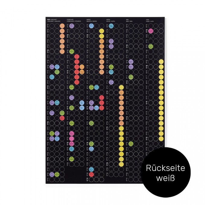 dot on half / Halbjahresplaner 2021 – mit Klebepunkten in 12 Farben dot on half / Halbjahresplaner 2021 – mit Klebepunkten in 12 Farben