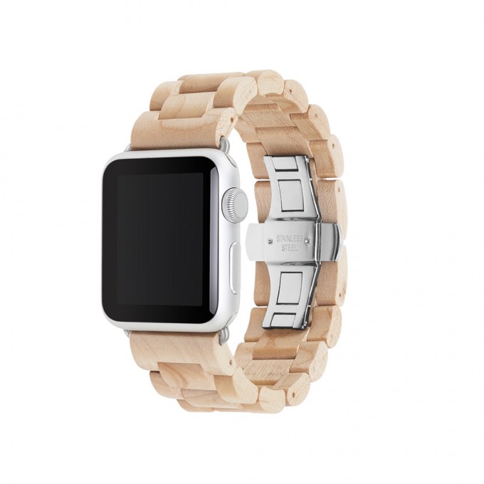 Woodcessories - EcoStrap - Premium Design Holzband, Strap, Armband, Uhrenarmband für die AppleWatch 1, 2 & 3 aus echtem Holz (Ahorn / silber, 38mm) Woodcessories - EcoStrap - Premium Design Holzband, Strap, Armband, Uhrenarmband für die AppleWatch 1, 2 & 3 aus echtem Holz (Ahorn / silber, 38mm)