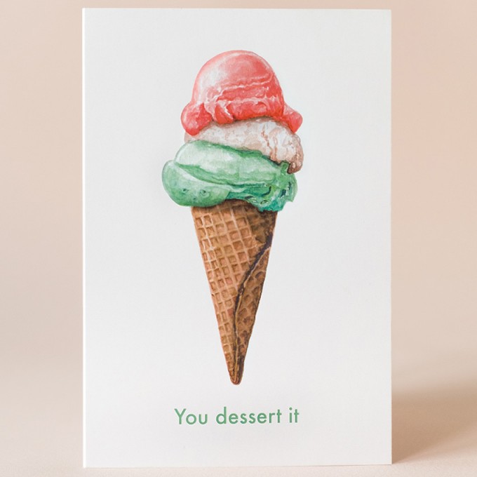 Grußkarte “You dessert it“ mit Umschlag / Kamila Sidelnikov Grußkarte “You dessert it“ mit Umschlag / Kamila Sidelnikov