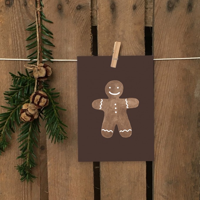 Weihnachtskarte A6 – Lebkuchenmann - Elliet Weihnachtskarte A6 – Lebkuchenmann - Elliet