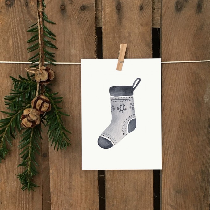 Weihnachtskarte A6 – Weihnachtsstrumpf - Elliet Weihnachtskarte A6 – Weihnachtsstrumpf - Elliet
