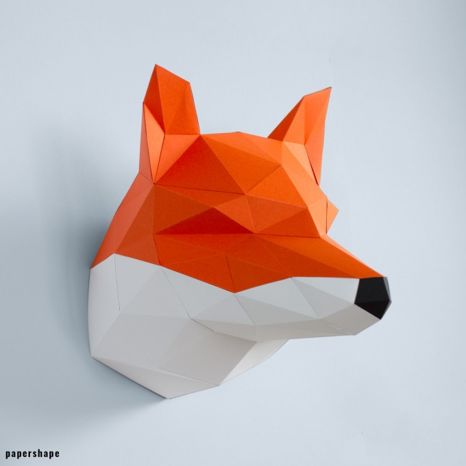 PaperShape Fuchs - Vegane Tiertrophäe aus Papier im DIY Kit