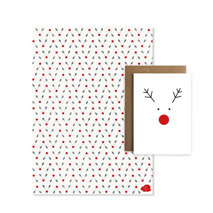 Edith schmuckes Papier "Rudi - Geschenkpapier Set" 2 Bögen Geschenkpapier und 1 Grußkarte mit Briefumschlag Edith schmuckes Papier "Rudi - Geschenkpapier Set" 2 Bögen Geschenkpapier und 1 Grußkarte mit Briefumschlag