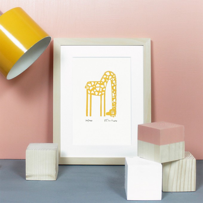Knallbraun – Giraffe | Linolschnitt Knallbraun – Giraffe | Linolschnitt