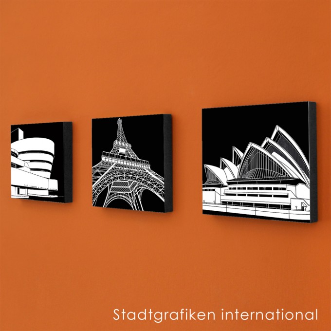 COGNOSCO Wandbild/ Holzblock 3er Set, internationale Städte COGNOSCO Wandbild/ Holzblock 3er Set, internationale Städte