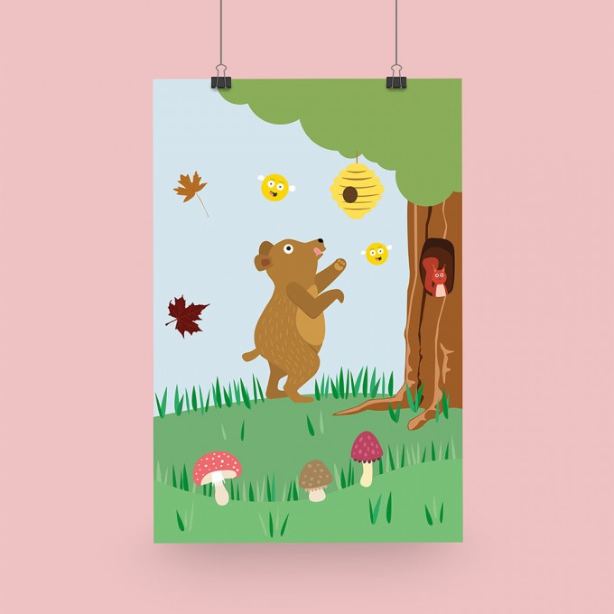 Edith schmuckes Papier "Honigbär" Poster 20x30cm Edith schmuckes Papier "Honigbär" Poster 20x30cm