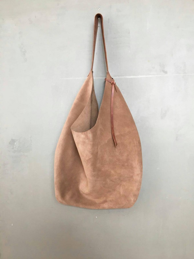BSAITE großer Beutel aus echtem Leder / Schultertasche / Bag / beige BSAITE großer Beutel aus echtem Leder / Schultertasche / Bag / beige