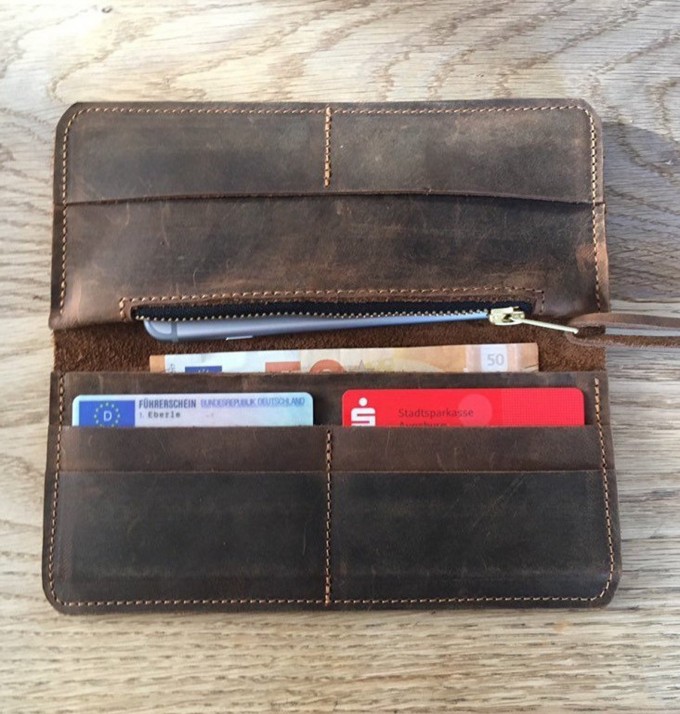 BSAITE Brieftasche aus echtem Leder / Portemonnaie / Geldbeutel / braun