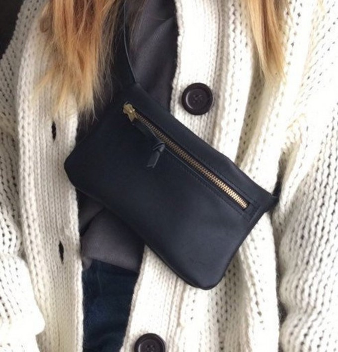 BSAITE Bauchtasche aus echtem Leder / Hip Bag / schwarz BSAITE Bauchtasche aus echtem Leder / Hip Bag / schwarz