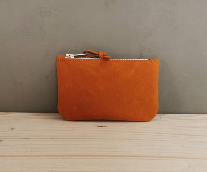 BSaite / Kleines Leder Portemonnaie / kleine Leder Clutch / Orangefarbene Ledergeldbörse / Boho