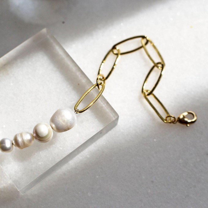 Gudbling // Paperclip Armband mit Süßwasserperlen Gudbling // Paperclip Armband mit Süßwasserperlen
