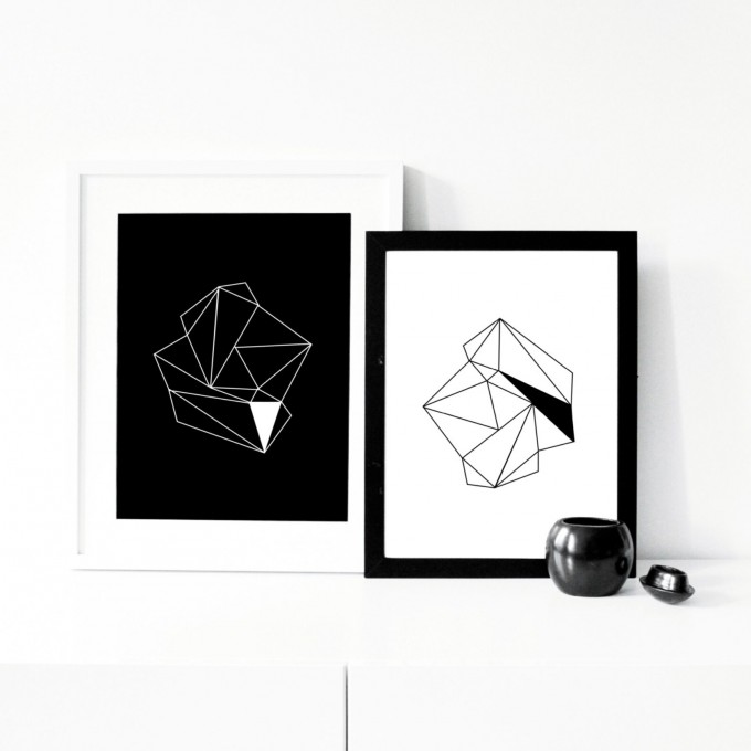 nahili ARTPRINT / POSTER "diamonds" schwarz oder weiß (DIN A3) Diamant minimalistische Grafik