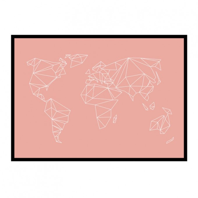 nahili ARTPRINT / POSTER "geo world" Weltkarte - (DIN A2) - blush rosa