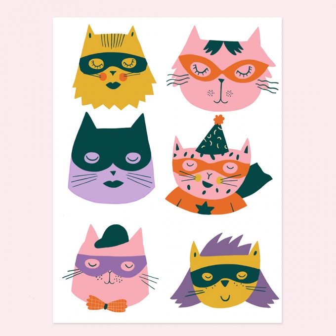 Notietzblock Temporäre Tattoos Katzen Superhelden Set Notietzblock Temporäre Tattoos Katzen Superhelden Set