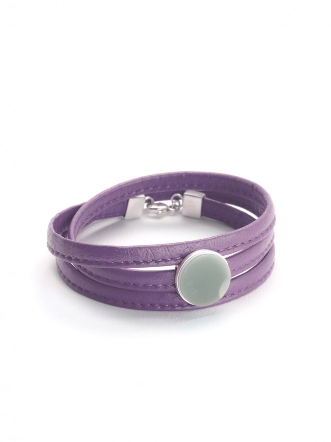 Eva Slotta Jewellery "Tint Deep" Armband mit violettem Nappaleder 
und Naturachat, 925 Silber