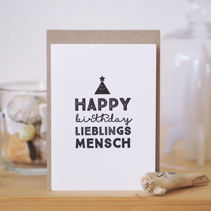 finicrafts Happy Birthday Lieblingsmensch Letterpress-Klappkarte mit Umschlag
