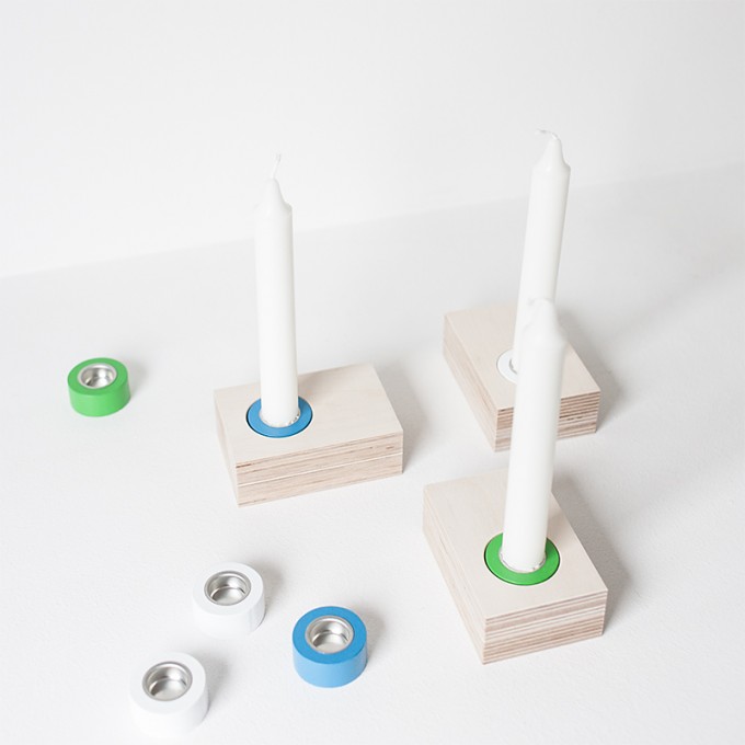 fein & raum Kerzenständer Lilli - 3 weiß/blau/grün fein & raum Kerzenständer Lilli - 3 weiß/blau/grün