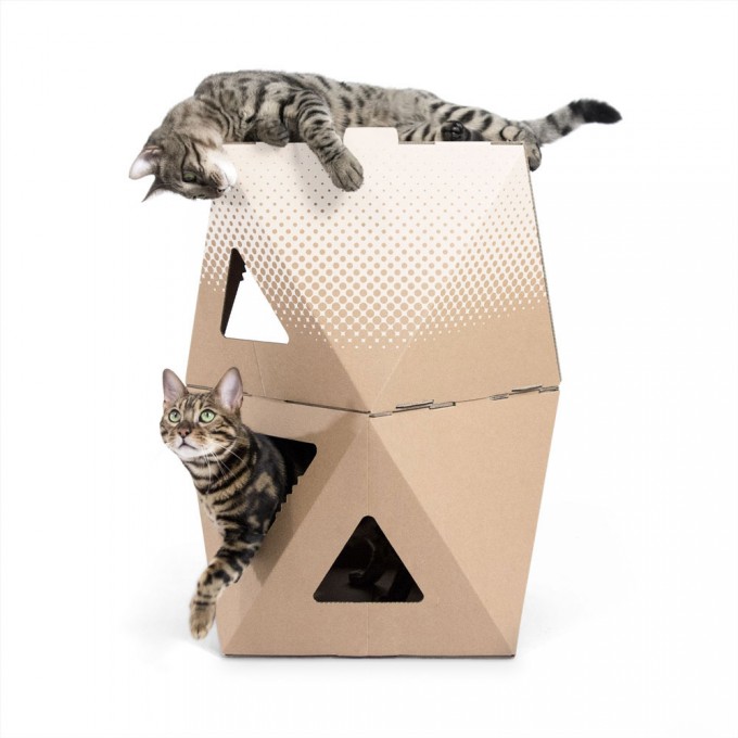 meezee Katzenkarton NOOK double - nature/dots white meezee Katzenkarton NOOK double - nature/dots white