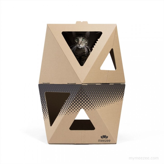 meezee Katzenkarton NOOK double - nature/dots black meezee Katzenkarton NOOK double - nature/dots black