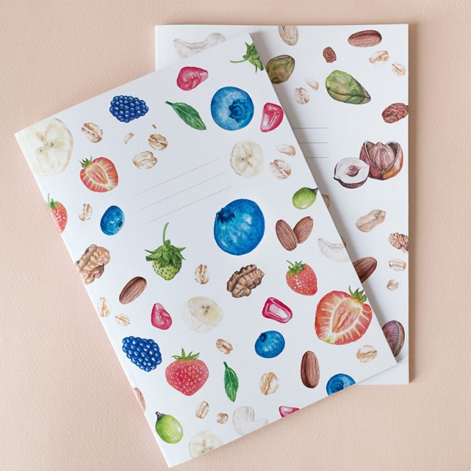 Obst und Nüsse Notizhefte (2-er Set), A5 / Kamila Sidelnikov
Obst und Nüsse Notizhefte (2-er Set), A5 / Kamila Sidelnikov