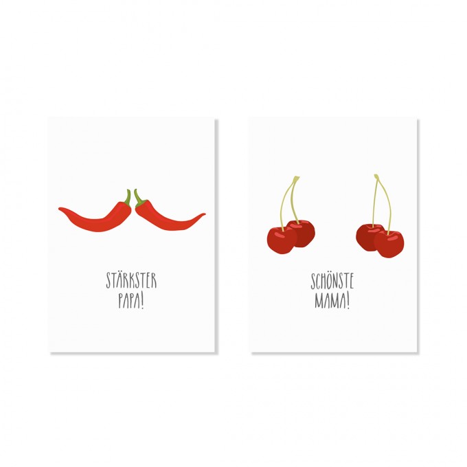 Edith schmuckes Papier "Mama und Papa Postkarten - Set"
2 Postkarten Edith schmuckes Papier "Mama und Papa Postkarten - Set"
2 Postkarten