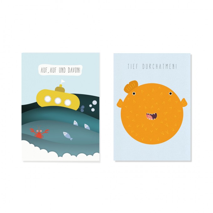 Edith schmuckes Papier "Under the sea - Postkarte Set" mit 2 Postkarten Edith schmuckes Papier "Under the sea - Postkarte Set" mit 2 Postkarten