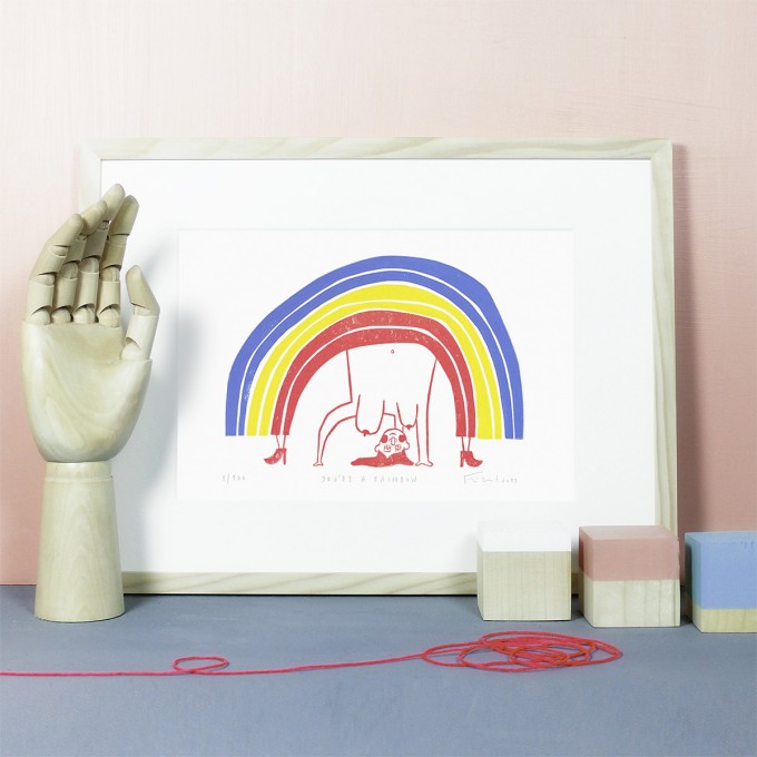 Knallbraun - You're a Rainbow | Linolschnitt Knallbraun - You're a Rainbow | Linolschnitt