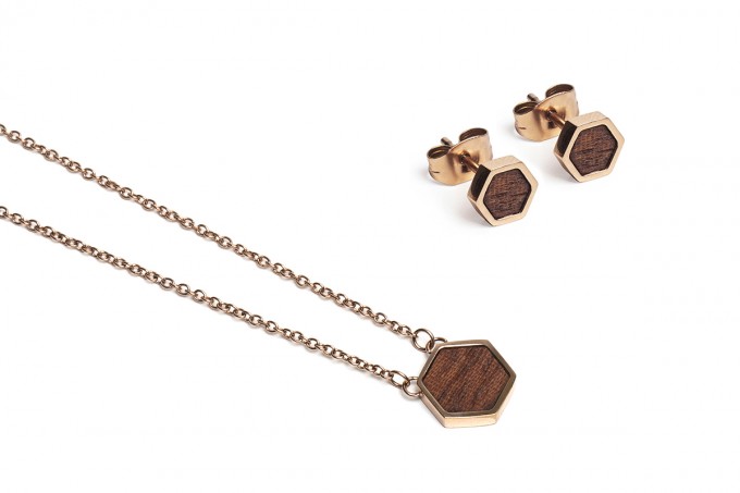 BeWooden Halskette & Ohrringe Set - Rea Hexagon Set BeWooden Halskette & Ohrringe Set - Rea Hexagon Set