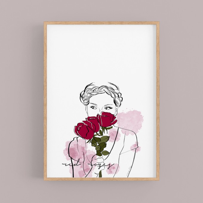 nathys_illustration - Poster/ Kunstdruck "red roses"