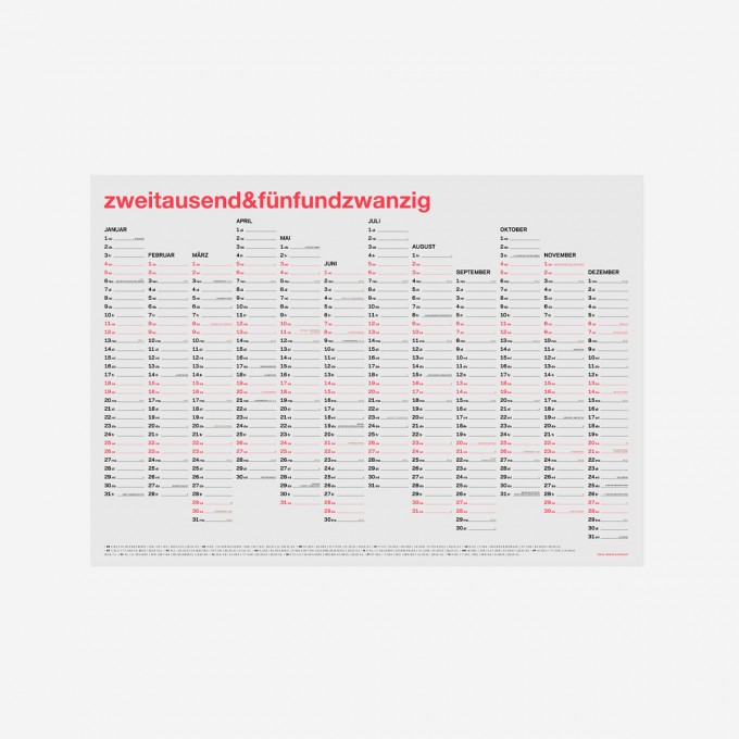 zweitausend&fünfundzwanzig - A2 Wandkalender 2025