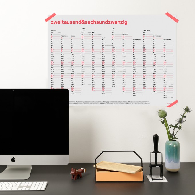 zweitausend&sechsundzwanzig - A1 Wandkalender 2026 - Korall - rikiki zweitausend&sechsundzwanzig - A1 Wandkalender 2026 - Korall - rikiki