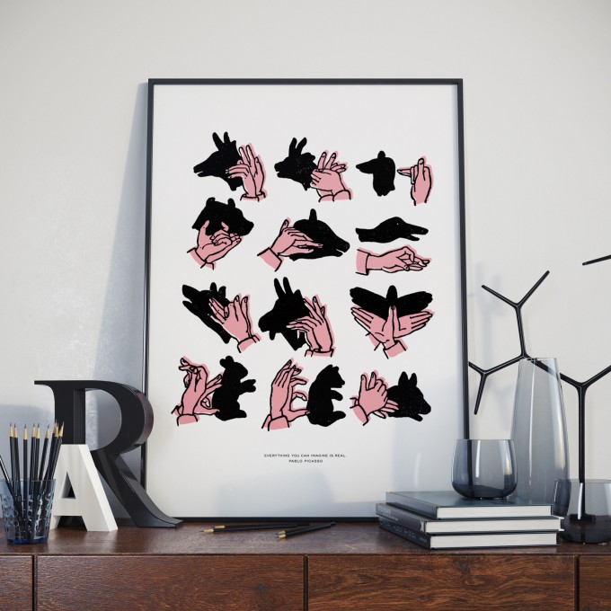 Megumi Shadow Puppets rosé -- 50 x 70 cm Kinderzimmer Poster Megumi Shadow Puppets rosé -- 50 x 70 cm Kinderzimmer Poster