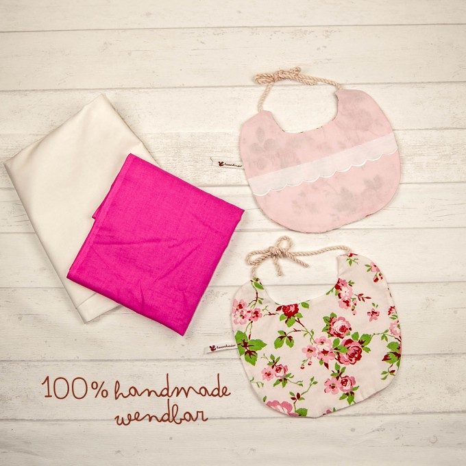 hasenkinder - wendbares Lätzchen Set rosen 23x19 cm (ohne Deko) hasenkinder - wendbares Lätzchen Set rosen 23x19 cm (ohne Deko)
