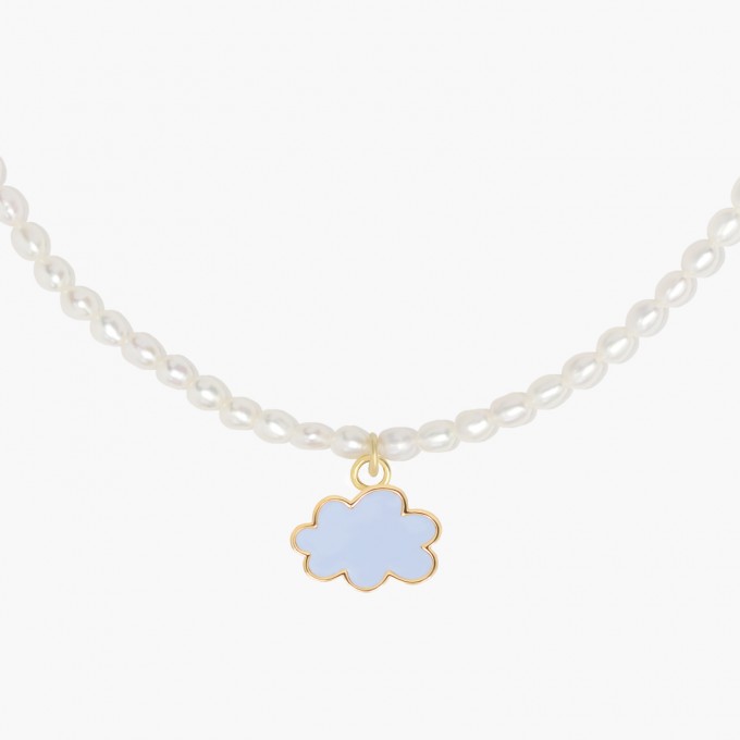 Süßwasserperlen-Halskette mit Wolken-Anhänger aus Gold Vermeil | Paeoni Colors