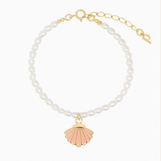 Süßwasserperlen-Armband mit Muschel aus Gold Vermeil | Paeoni Colors