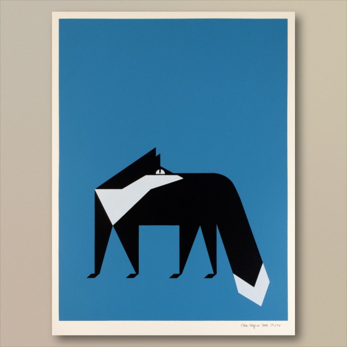 Print now - Riot later ● Abstract Fox Siebdruck Print now - Riot later ● Abstract Fox Siebdruck