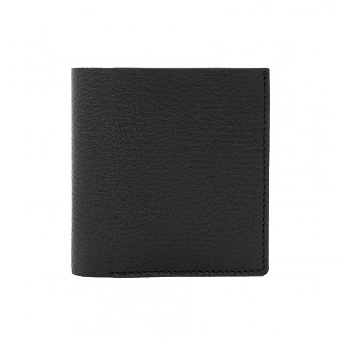 Faltbare Brieftasche in schwarz - aus premium pflanzlich gegerbtem Ziegenleder Faltbare Brieftasche in schwarz - aus premium pflanzlich gegerbtem Ziegenleder
