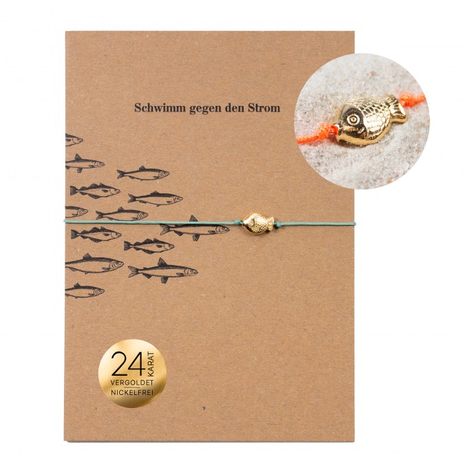 Bow & Hummingbird Armband auf Karte - Fisch - Gegen den Strom