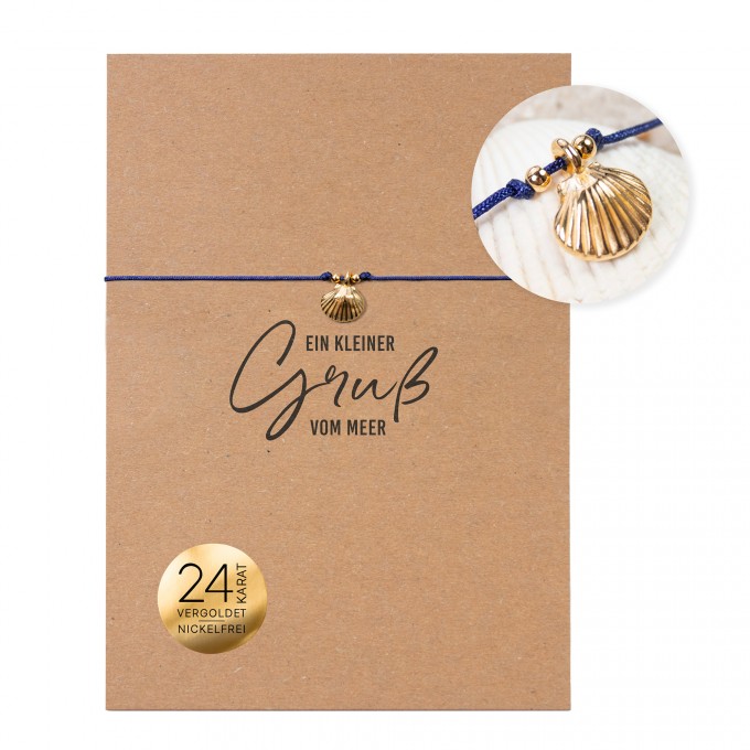 Bow & Hummingbird Armband auf Karte - Jakobsmuschel - Ein kleiner Gruß vom Meer