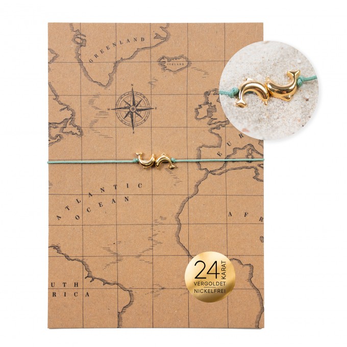 Bow & Hummingbird Armband auf Karte - Delfine - Schatzkarte