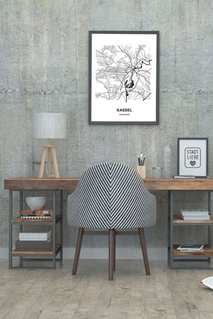 Stadtliebe® | Kassel - Karte black&white Kunstdruck A2 Stadtliebe® | Kassel - Karte black&white Kunstdruck A2