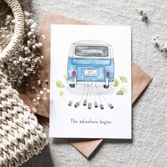 Paperlandscape | Faltkarte Bulli | The adventure begins | Hochzeitskarte Camper Paperlandscape | Faltkarte Bulli | The adventure begins | Hochzeitskarte Camper