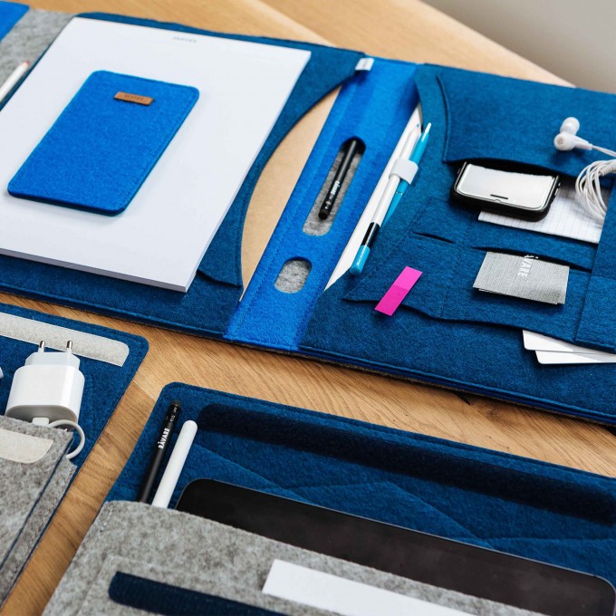 RÅVARE Stilvoller Filz-Organizer für iPad 12.9", puristische Businessmappe, minimalistischer Reiseorganizer