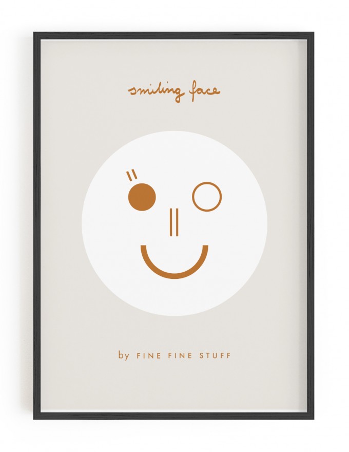 FINE FINE STUFF - Poster - Smiling Face - Ocker - 30x40 FINE FINE STUFF - Poster - Smiling Face - Ocker - 30x40