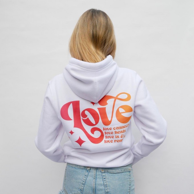 SPARKLES OF LIGHT | LOVE CONNECTS Hoodie weiss