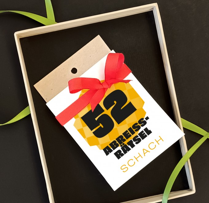 Kleiner Rätselblock mit 52 Schach-Aufgaben – Matt in 2–3 Zügen