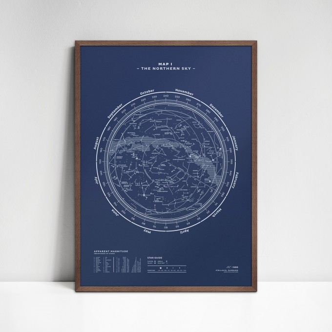 stellavie Map I – The Northern Sky (Night-Blue), Siebdruck stellavie Map I – The Northern Sky (Night-Blue), Siebdruck